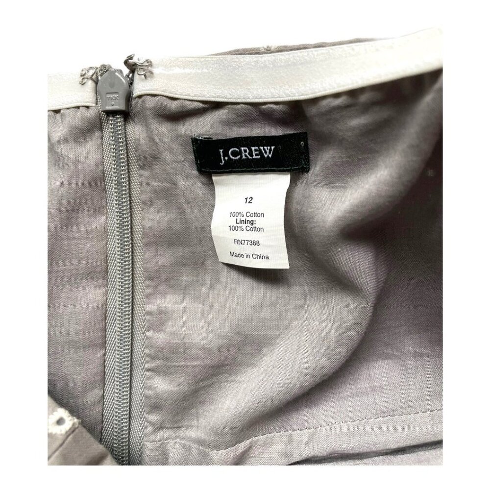 J.Crew Size 12 Gray White Strapless Eyelet 100% Cotton Mini Dress - Picture 2 of 5